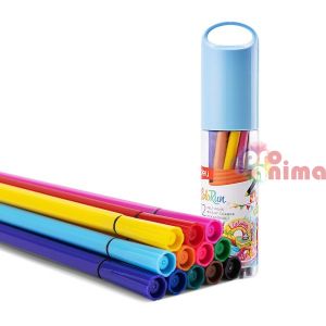 Флумастери Deli Colorun, 12 цвята, в тубус, измиващи се