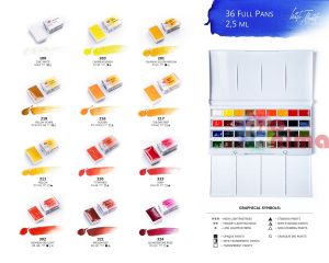 Акварелни бои Неваская палитра, Бели нощи, 36 цвята, в пластмасова кутия