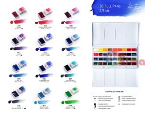 Бои акварелни Невская палитра Бели нощи, 36 цвята, в пластмасова кутия