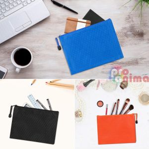 Папка с цип, текстилна, непромокаема, А5, отделни цветове