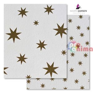 Картон варио Marpa Jansen, 50 x 70 cm, 300 g/m2, бял със златни звезди