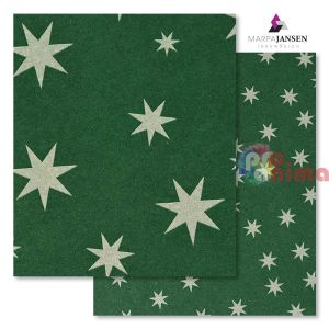 Картон варио Marpa Jansen, 50 x 70 cm, 300 g/m2, зелен със сребърни звезди