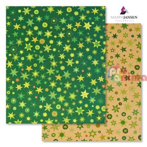 Картон варио Marpa Jansen, 50 x 70 cm, 300 g/m2, зелен на звезди