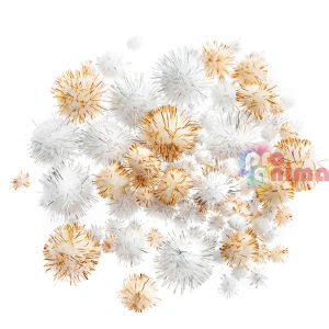 Помпони от полистер DP Craft, 100 бр., с блестящ ефект