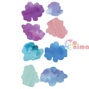Стикери от PVC, матирани, прозрачни, DP Craft, акварелни форми, 31 бр.
