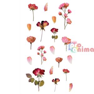 Прозрачни стикери от PVC, матирани, DP Craft, 43 бр., цветя