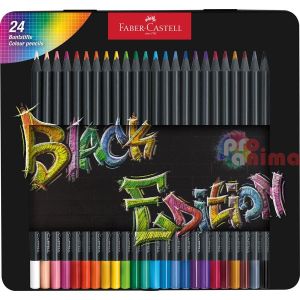 Цветни моливи Faber-Castell Black Edition, 24 цвята, в метална кутия