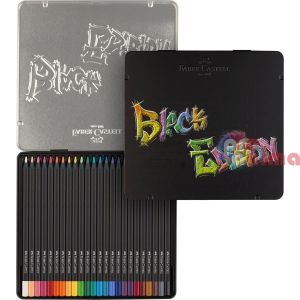 Цветни моливи Faber-Castell Black Edition, 24 цвята, в метална кутия