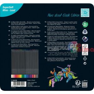 Цветни моливи в метална кутия Faber-Castell Black Edition, 24 цвята