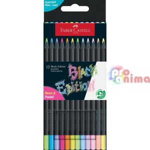 Цветни моливи Faber-Castell, 12 цвята неон + пастел