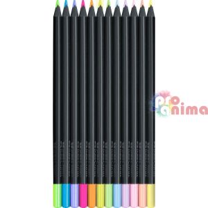 Цветни моливи Faber-Castell, 12 цвята неонови и пастелни нюанси