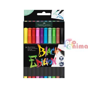 Комплект маркери Faber-Castell Black Edition, 10 цвята, връх четка