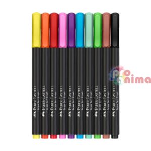 Комплект маркери с връх тип четка Faber-Castell Black Edition, 10 цвята