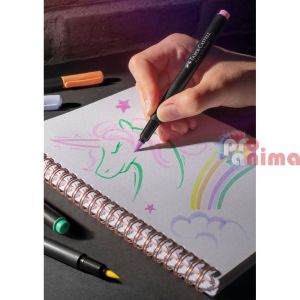 Комплект маркери Faber-Castell Black Edition, 6 пастелни цвята, връх четка