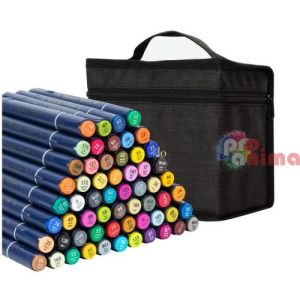 Алкохолни маркери Deli Finenolo, 60 цвята, в текстилна торба