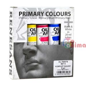 Комплект маслени бои Renesans, 5 цвята x 20 ml