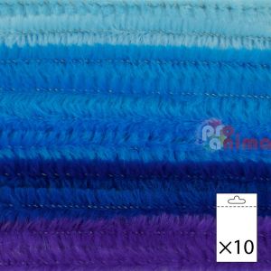 Пухени телчета за декорация 8 mm x 50 cm, 10 бр., сини нюанси