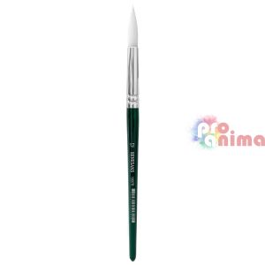 Четки за рисуване Renesans 1007R, бяла синтетика, зелена дръжка, объл връх отделни номера