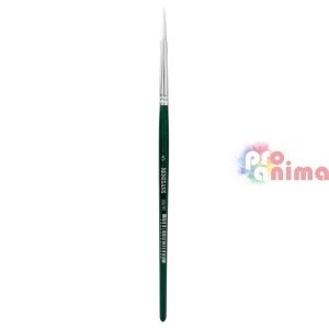 Четки за рисуване Renesans 1007R, бяла синтетика, зелена дръжка, объл връх отделни номера