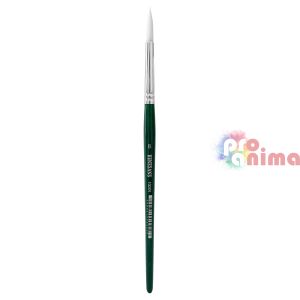 Четки за рисуване Renesans 1007R, бяла синтетика, зелена дръжка, объл връх отделни номера