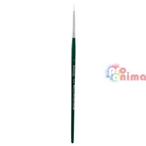 Четки за рисуване Renesans 1007R, бяла синтетика, зелена дръжка, объл връх отделни номера