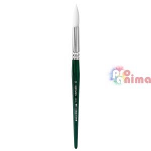 Четки за рисуване Renesans 1007R, бяла синтетика, зелена дръжка, объл връх отделни номера