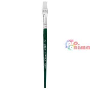 Четки за рисуване Renesans 1007F, бяла синтетика, зелена дръжка, плосък връх отделни номера