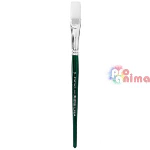 Четки за рисуване Renesans 1007F, бяла синтетика, зелена дръжка, плосък връх отделни номера