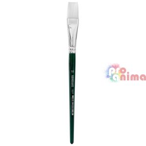 Четки за рисуване Renesans 1007F, бяла синтетика, зелена дръжка, плосък връх отделни номера