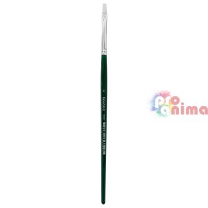 Четки за рисуване Renesans 1007F, бяла синтетика, зелена дръжка, плосък връх отделни номера