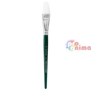 Четки за рисуване Renesans 1007FR, бяла синтетика, зелена дръжка, лешниковиден връх отделни номера