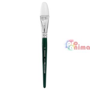 Четки за рисуване Renesans 1007FR, бяла синтетика, зелена дръжка, лешниковиден връх отделни номера