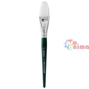 Четки за рисуване Renesans 1007FR, бяла синтетика, зелена дръжка, лешниковиден връх отделни номера