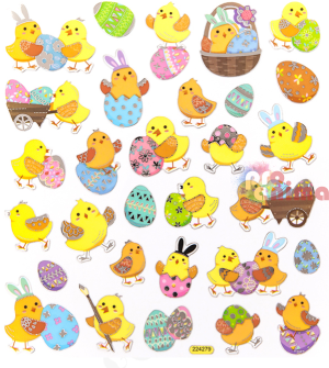 Стикери с глитер DP Craft, великденски пиленца, 30 бр.