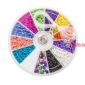 Комплект стъклени мъниста за изработване на мъниста 12 цвята 