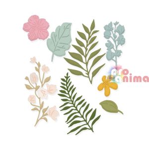 Щанци за изрязване и релеф DP Craft, клонки, листа и цветя, 8 бр.