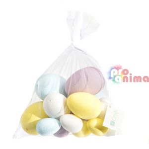 Декоративни яйца в мрежеста торбичка DP Craft, 16 бр., светъл пастел