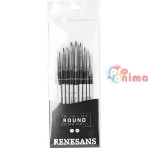 Комплект четки за рисуване Renesans, синтетични, 10 бр.
