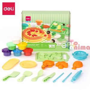 Комплект за моделиране Deli 6 цвята пластилин + 14 аксесоара