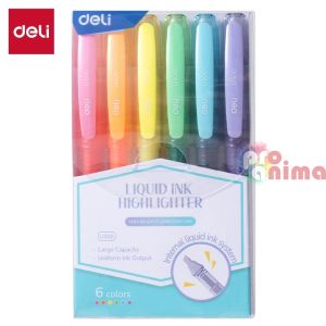 Текст маркери Deli, 6 цвята, течно мастило