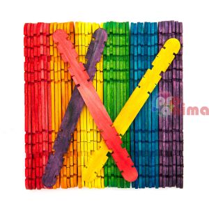 Дървени пръчици с прорези 50 бр. цветни 100 x 114 mm