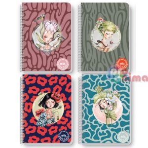 Тетрадка Black&White Miia, A4, 60 листа, редове, спирала