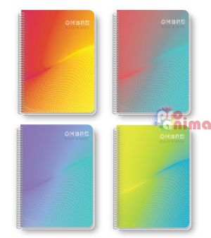 Тетрадка Black&White, среден формат B5, 140 листа, редове, спирала, Ombre