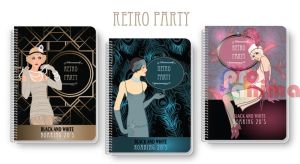 Тетрадка Black&White, B5, 80 листа, редове, Retro Party