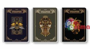 Тетрадка Black&White Steampunk, А4, 80 листа, спирала, редове