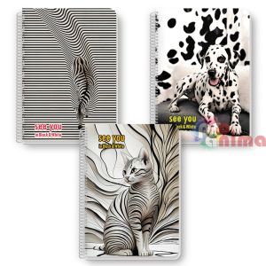 Тетрадка Black&White, A4, 60 листа, редове, спирала, See You