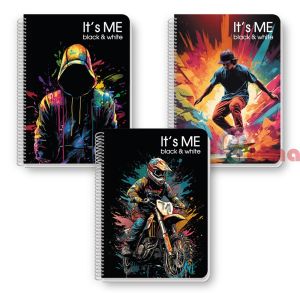 Тетрадка Black&White It is me, А4, 60 листа, редове, спирала