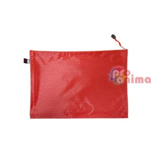 Папка с цип А4+, текстилна, червена