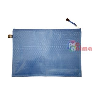 Папка с цип А4+, текстилна, синя