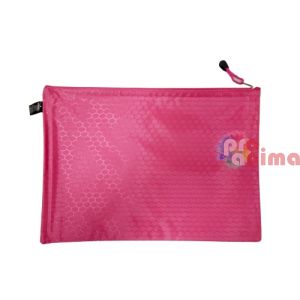 Папка с цип А4+, текстилна, розова